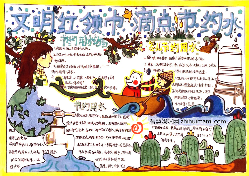 “文明红领巾 滴点节约水”主题手抄报-图6