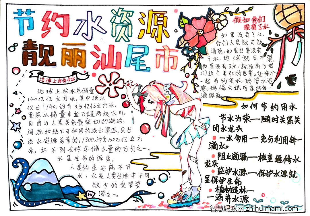 “文明红领巾 滴点节约水”主题手抄报-图8
