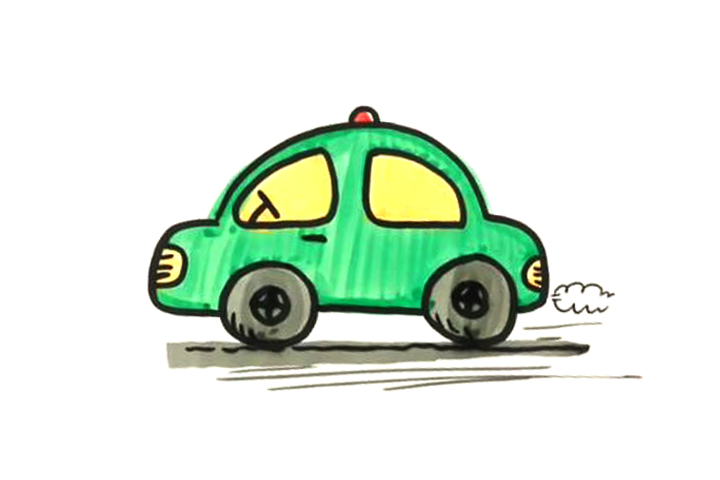 简单可爱小汽车怎么画