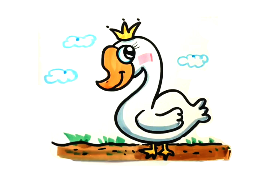 漂亮的大白鹅怎么画