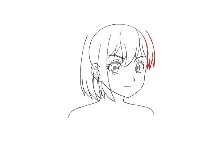 短发漫画女孩3/4侧脸怎么画-图5