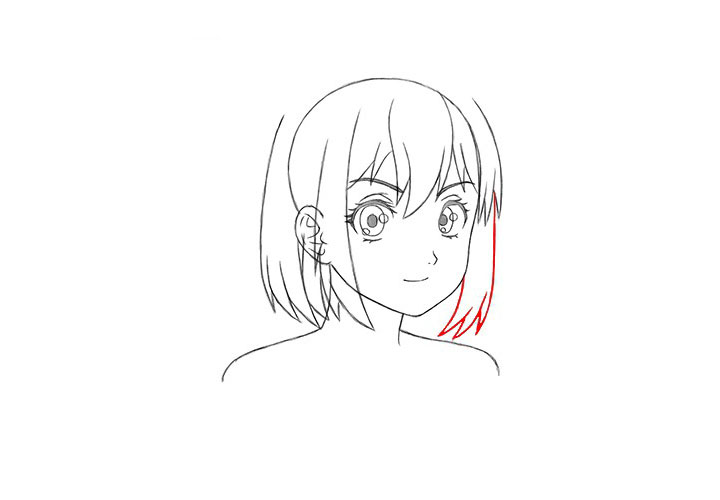 短发漫画女孩3/4侧脸怎么画-图6
