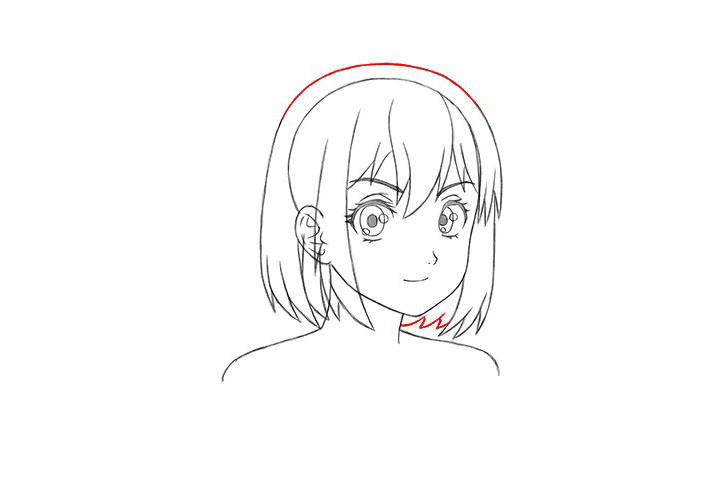 短发漫画女孩3/4侧脸怎么画-图7