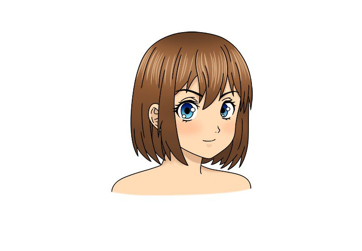 短发漫画女孩3/4侧脸怎么画