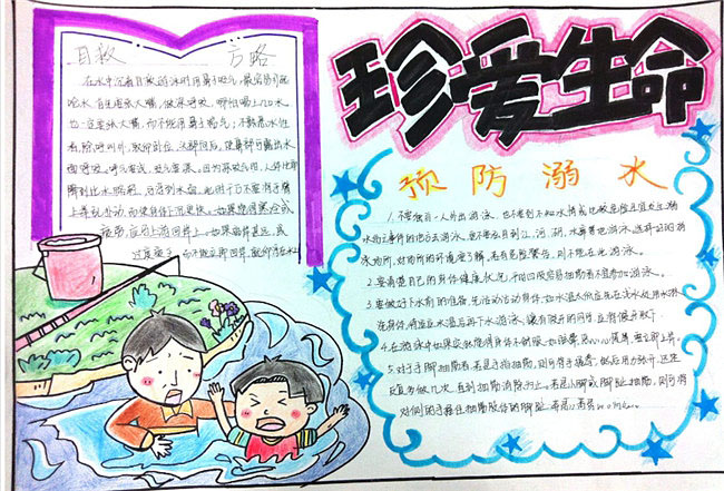 4张漂亮的防溺水安全手抄报-图2