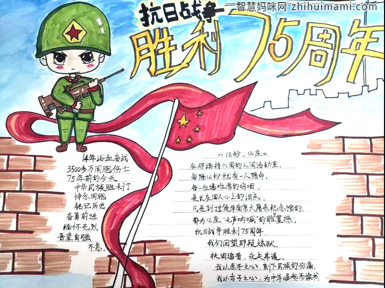 纪念抗战胜利75周年手抄报绘画-图3