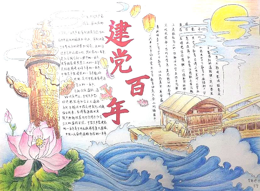 简单好画的不忘初心跟党走手抄报-图4