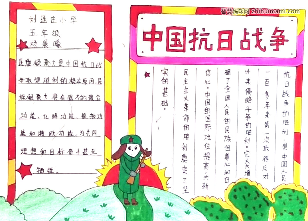 小学生反法西斯战争手抄报简单好画-图2
