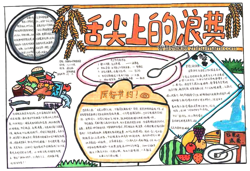 拒绝舌尖上的浪费手抄报绘画