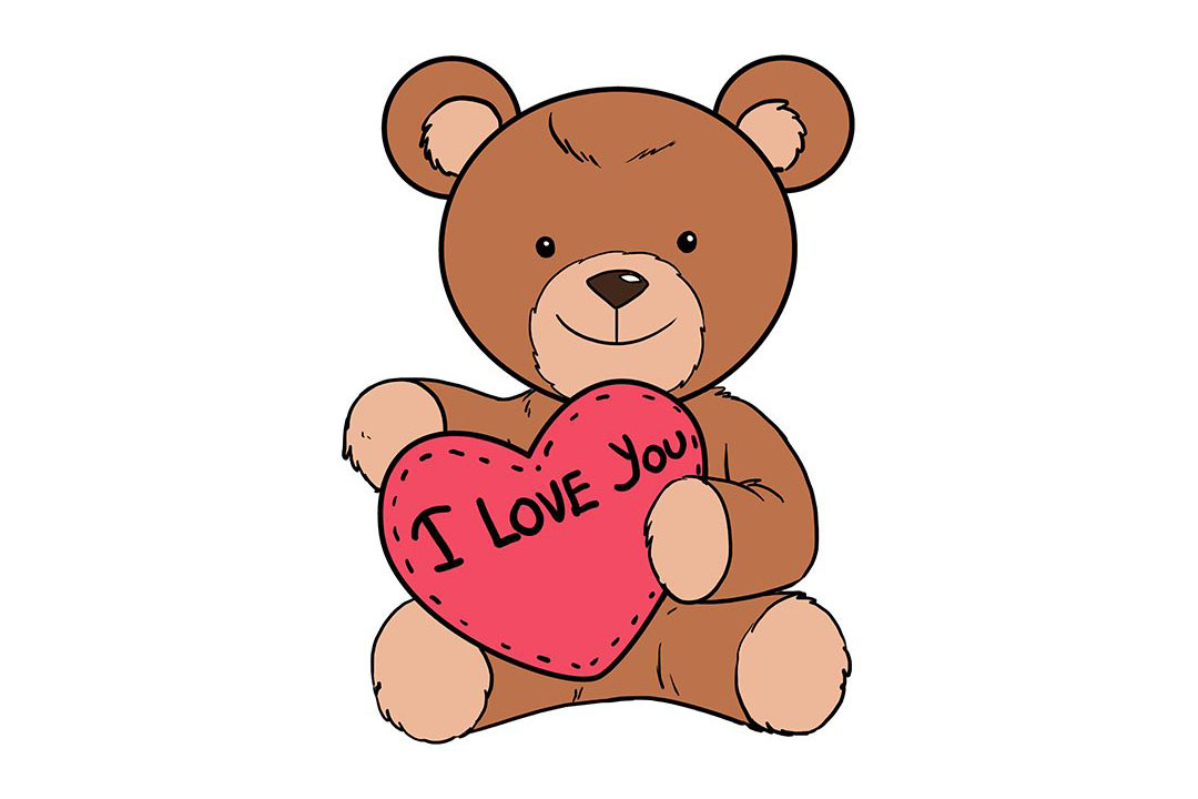 抱着爱心的泰迪熊怎么画