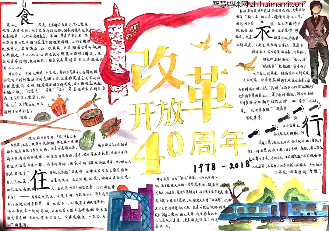 我们的四十年手抄报绘画-图4