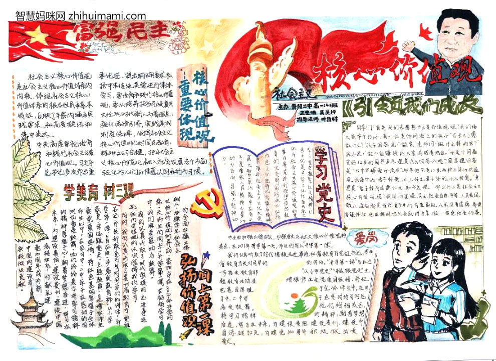 步骤3：手抄报主题：社会主义核心价值观