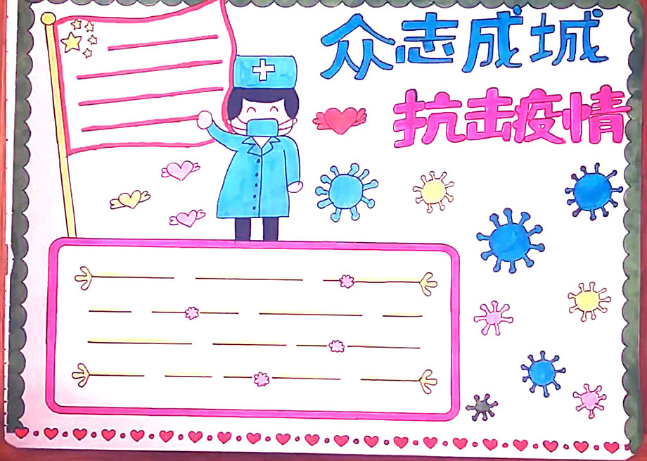 3张关于防控疫情的手抄报模板-图2