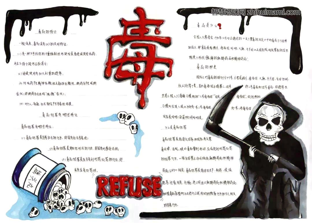 漂亮又好画的禁毒手抄报绘画作品-图2