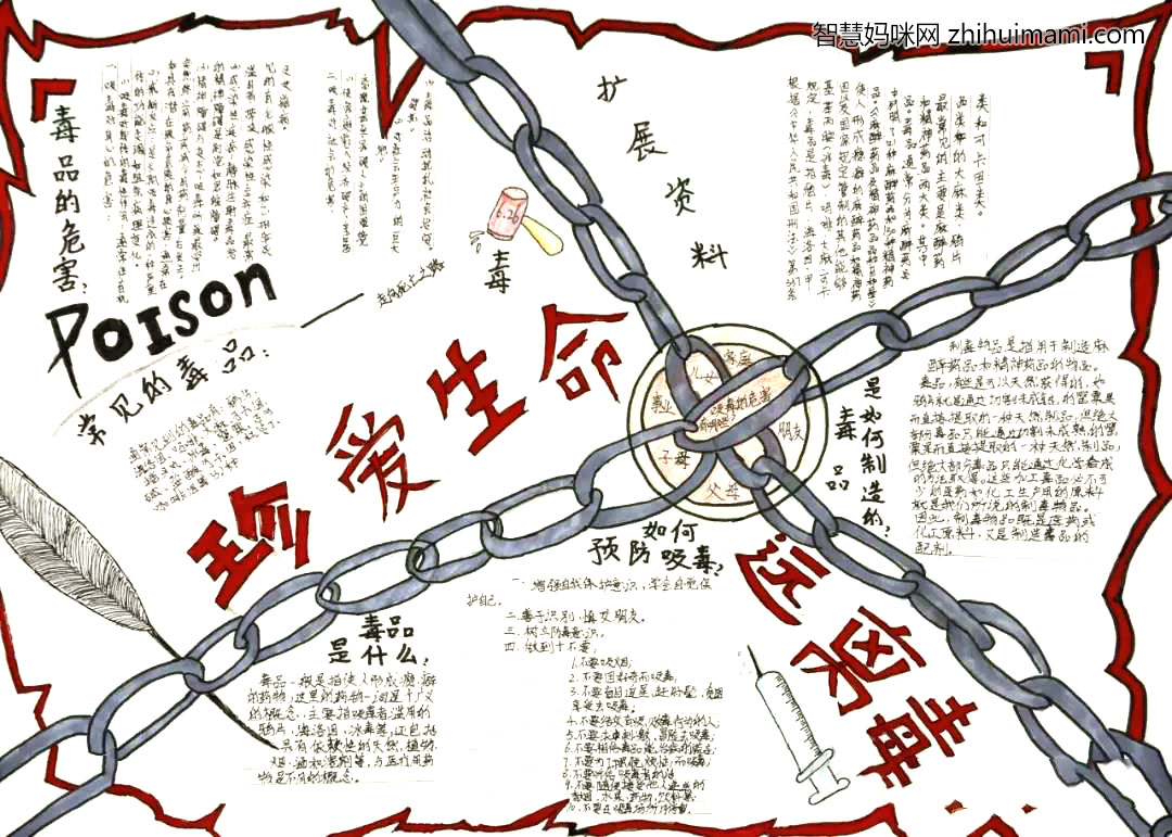 五年级世界禁毒日手抄报绘画-图3