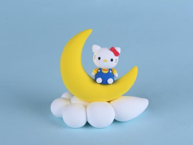 超轻粘土月亮摆件 可爱kitty猫