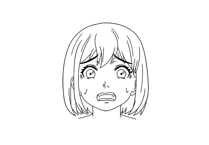 画短发女孩漫画-害怕表情的画法-图17