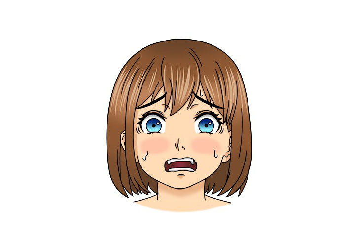 画短发女孩漫画-害怕表情的画法