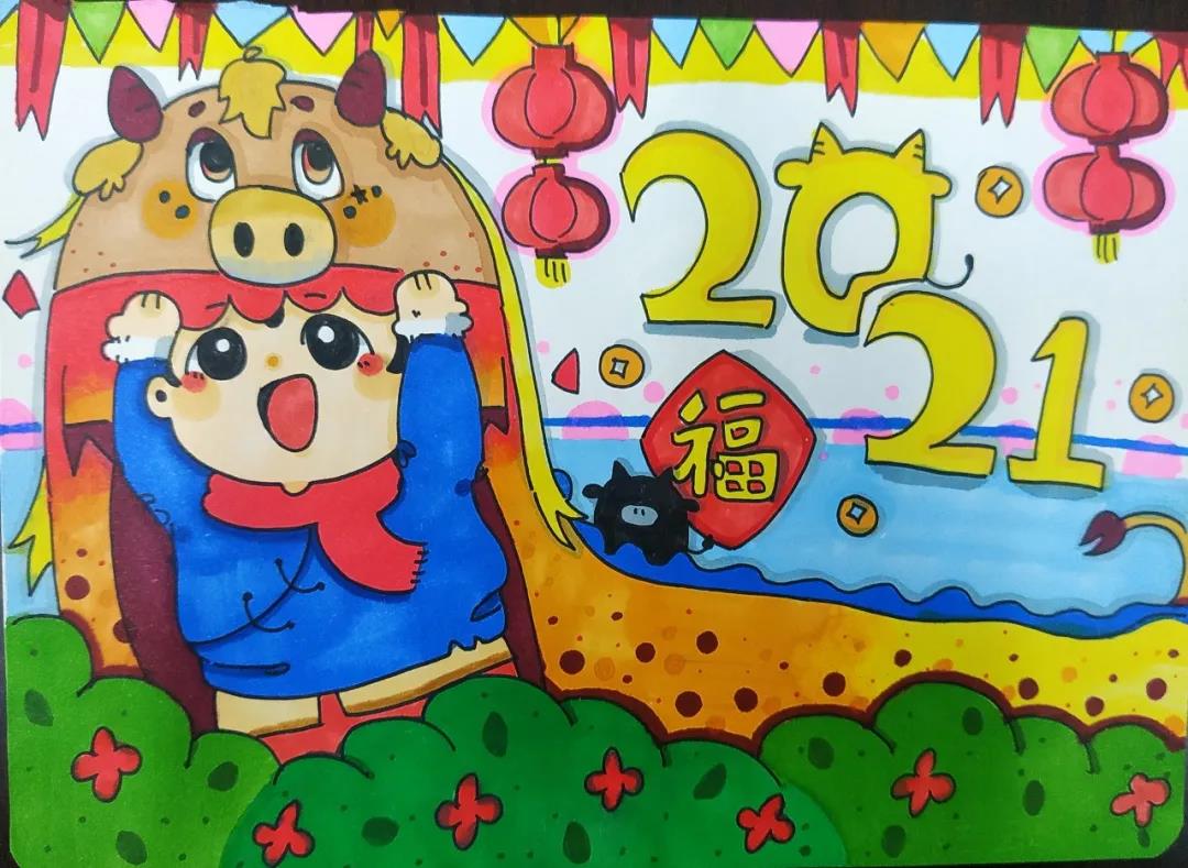 儿童迎元旦绘画作品-图3