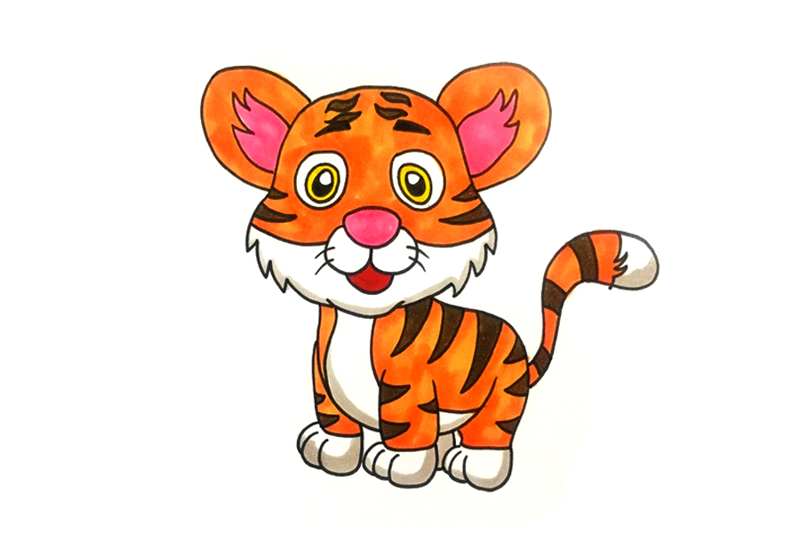 可爱东北虎怎么画