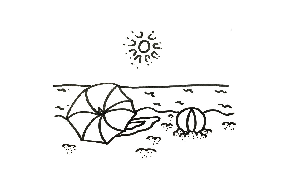 夏季海滩风景怎么画-图2