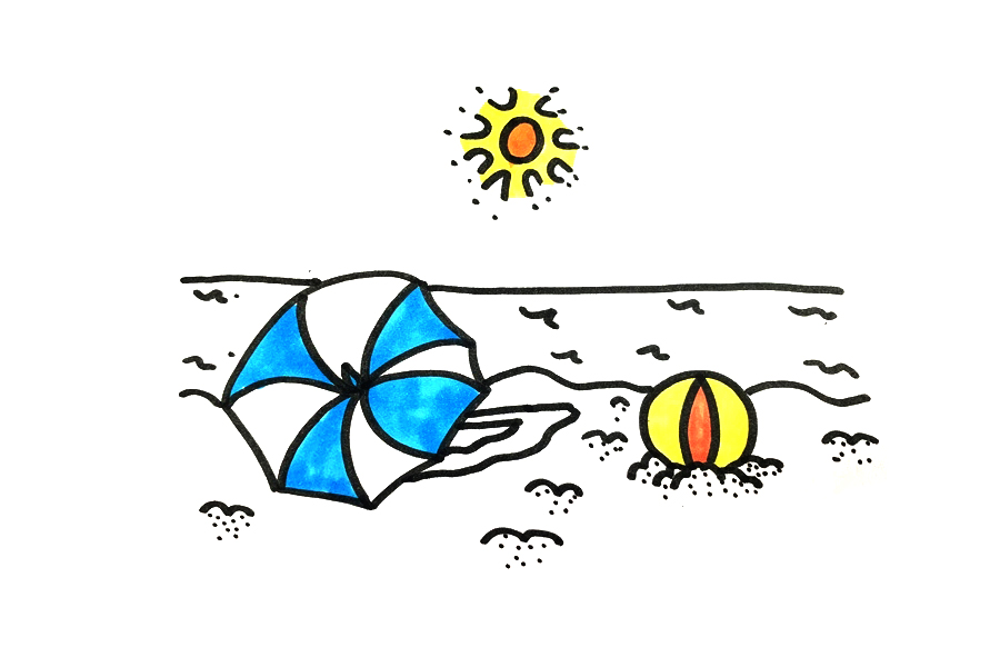 夏季海滩风景怎么画-图3