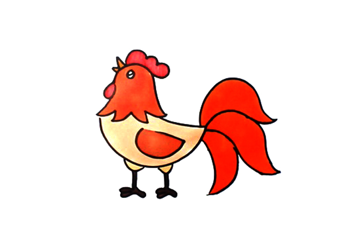 漂亮的大公鸡简笔画