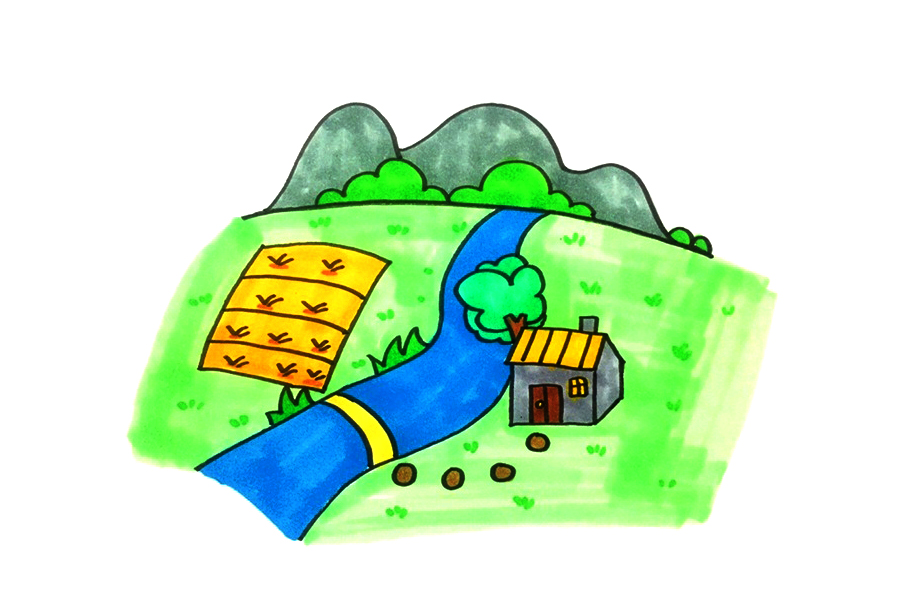 家乡美景简笔画