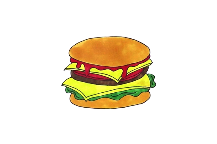 美味汉堡怎么画