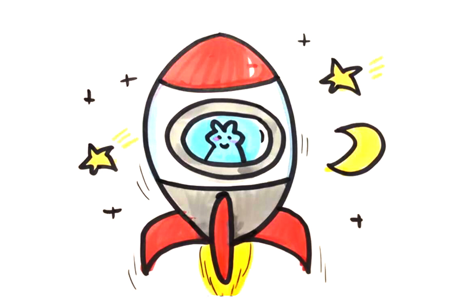 可爱的火箭怎么画