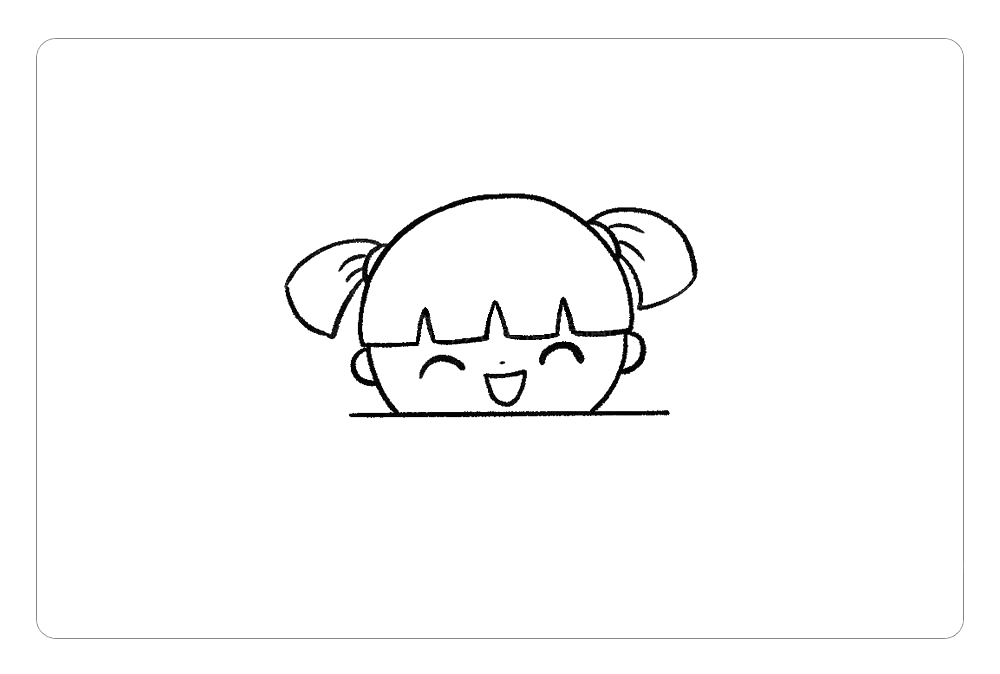 步骤3：然后，加上小辫子和开心的表情