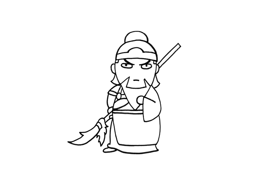 可爱关羽简笔画画法-图3