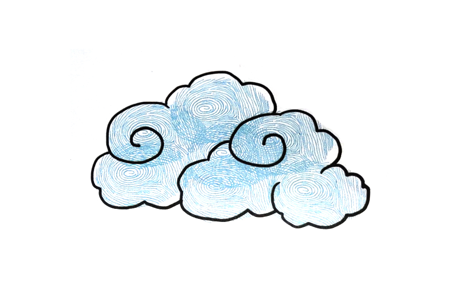云朵手指画