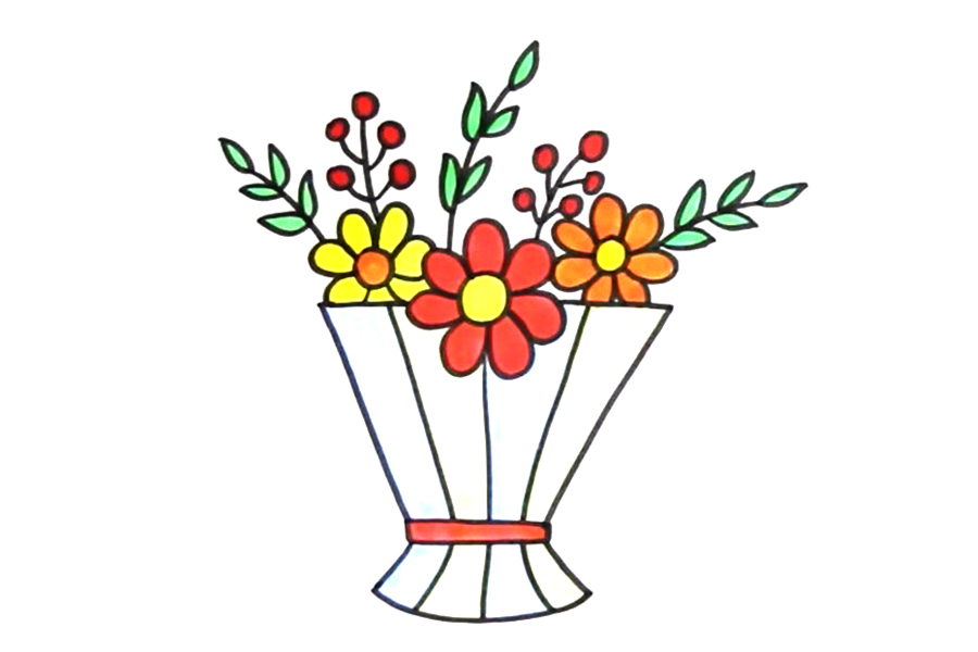 漂亮的花束怎么画