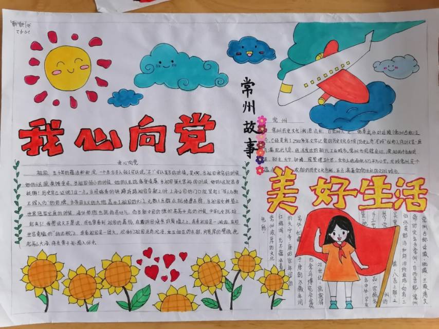 我心向党美好生活手抄报绘画-图2