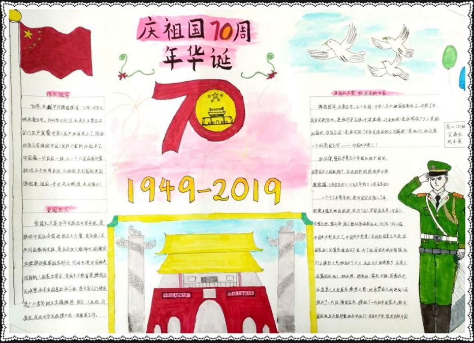 庆祖国70华诞的手抄报绘画-图2