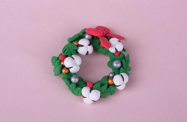 简单易做的圣诞花环粘土教程