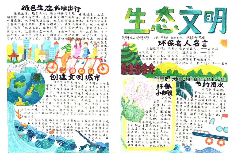 创建生态文明手抄报绘画一等奖-图2