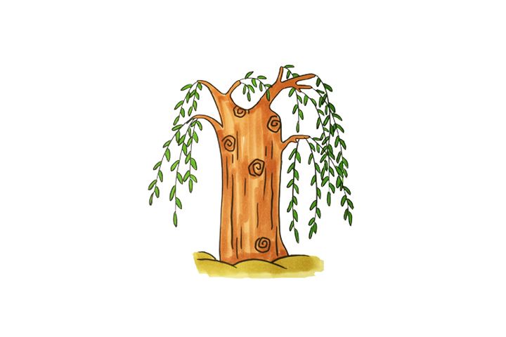 一组漂亮的大树简笔画图片大全-图2