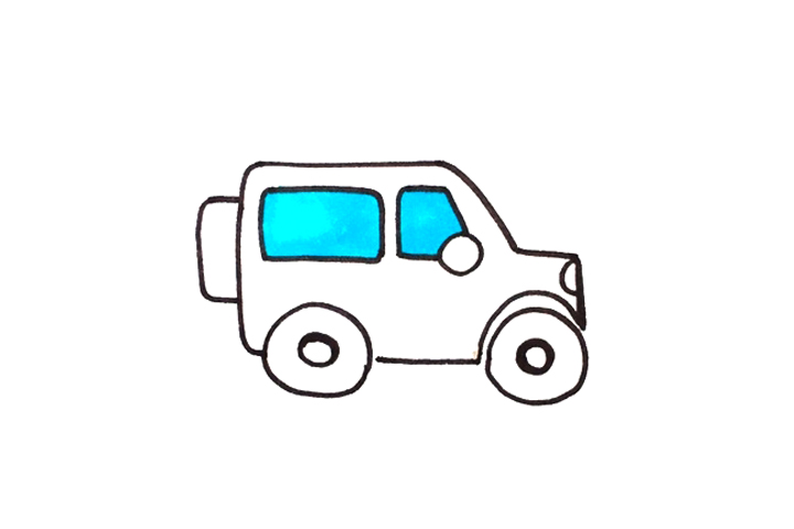 简单的小汽车简笔画画法步骤-图4