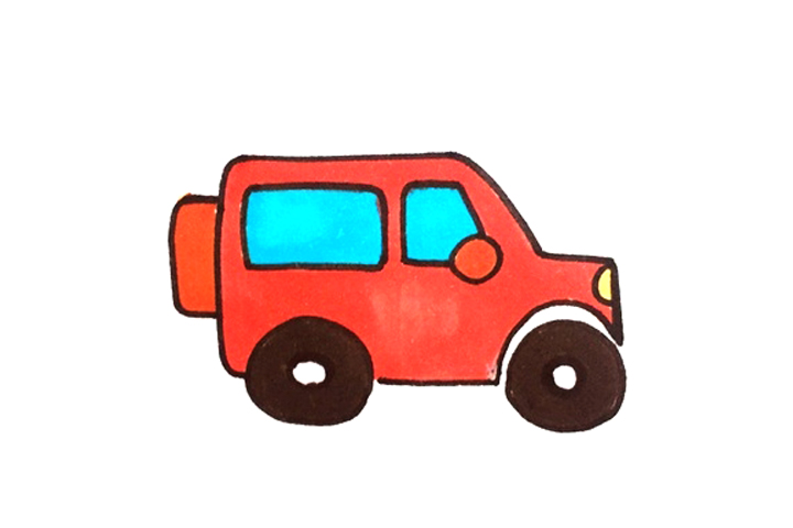 简单的小汽车简笔画画法步骤