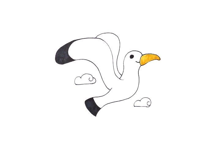 简单的海鸥简笔画画法步骤-图3