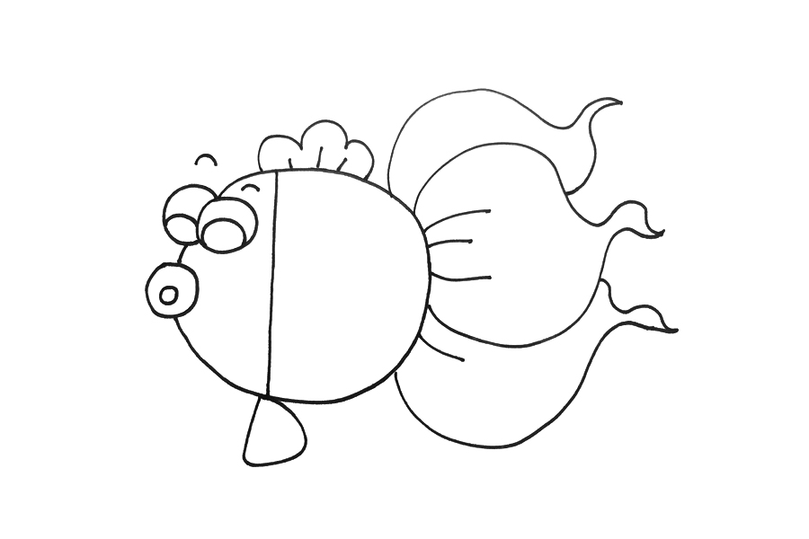 简单漂亮的金鱼怎么画-图2