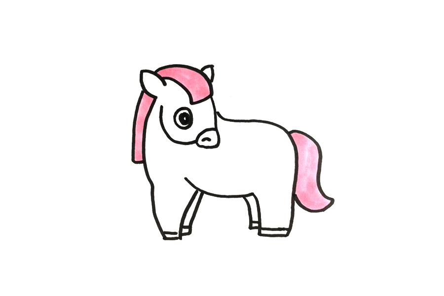 简单好画的小马简笔画画法步骤-图3