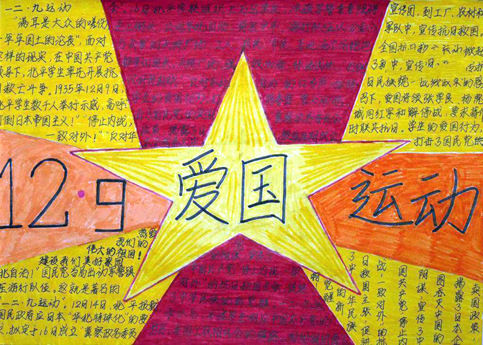 三年级12.9爱国运动手抄报简单-图2