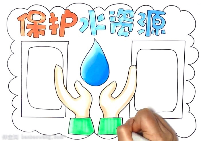 保护水资源手抄报宣传报的画法-图3