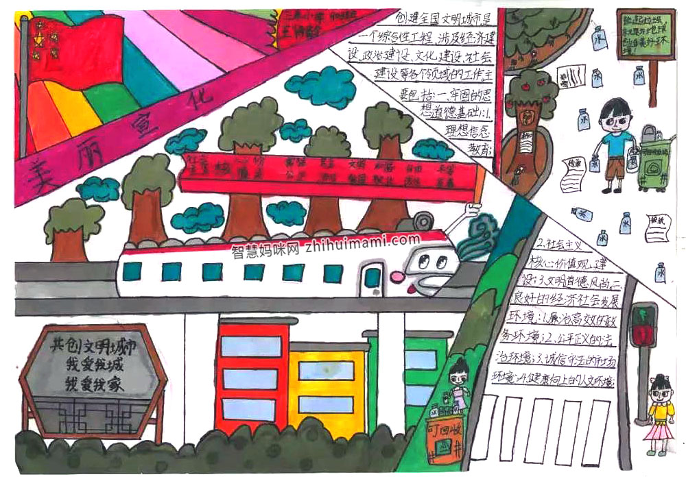 共创文明城市手抄报绘画获奖-图5