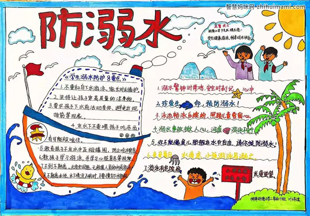 珍爱生命预防溺水手抄报绘画获奖作品-图4