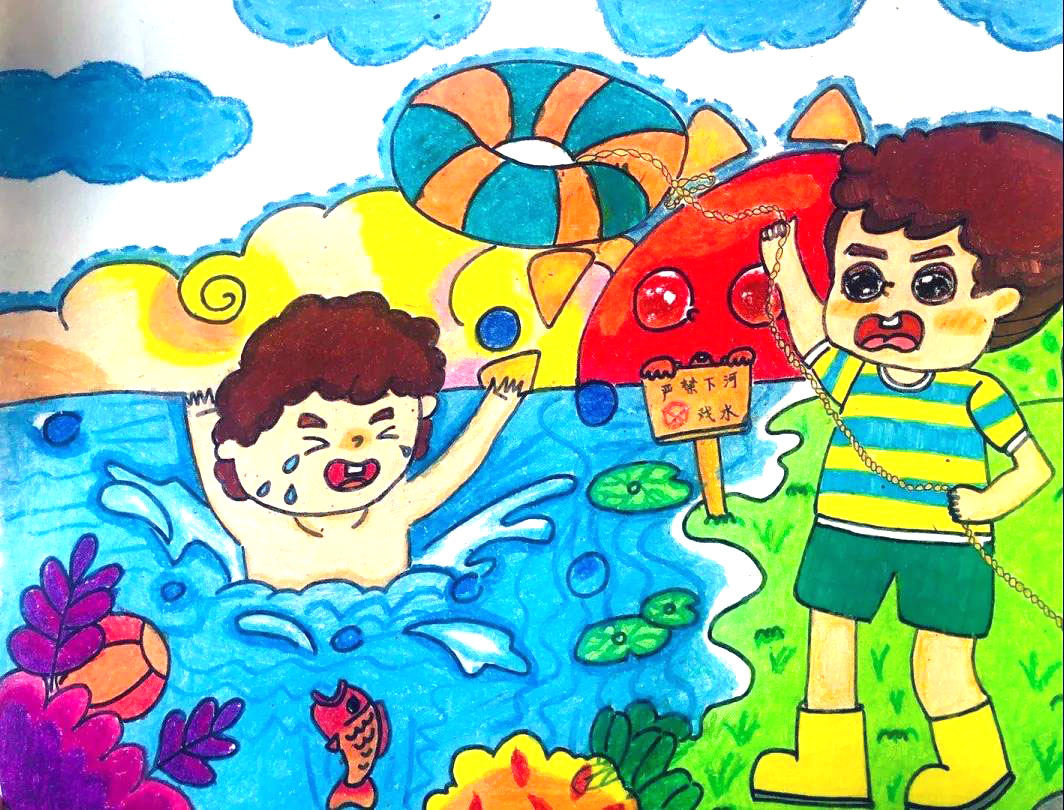 小学生防溺水安全绘画作品-图3