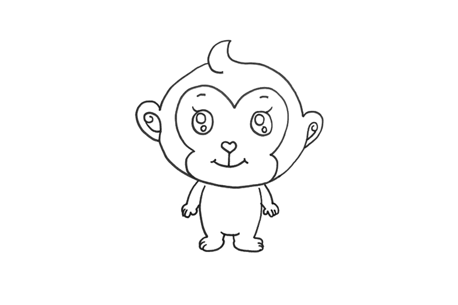 可爱金丝猴简笔画画法步骤-图3